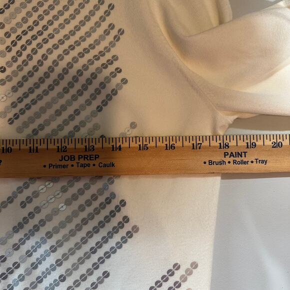 St. John Cream‎ Zip-Up Sequin Cardigan Sweater Size M Viscose Blend - Picture 7 of 8